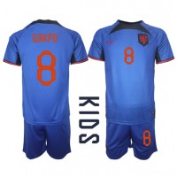 Echipament fotbal Olanda Cody Gakpo #8 Tricou Deplasare Mondial 2022 pentru copii maneca scurta (+ Pantaloni scurti)